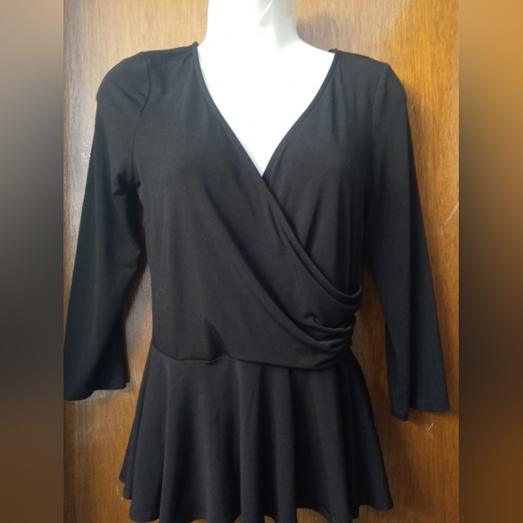 Boston Proper Peplum Black Blouse S - Picture 1 of 10